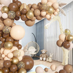 Ouddy Party 150PCS Brown Balloons Garland Arch Kit – Coffee Brown, Nude & Gold