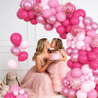 Ouddy Party 72pcs Pink Balloons Set — 12in Hot Pink, Pastel Pink, Metallic & Confetti Balloons for Parties
