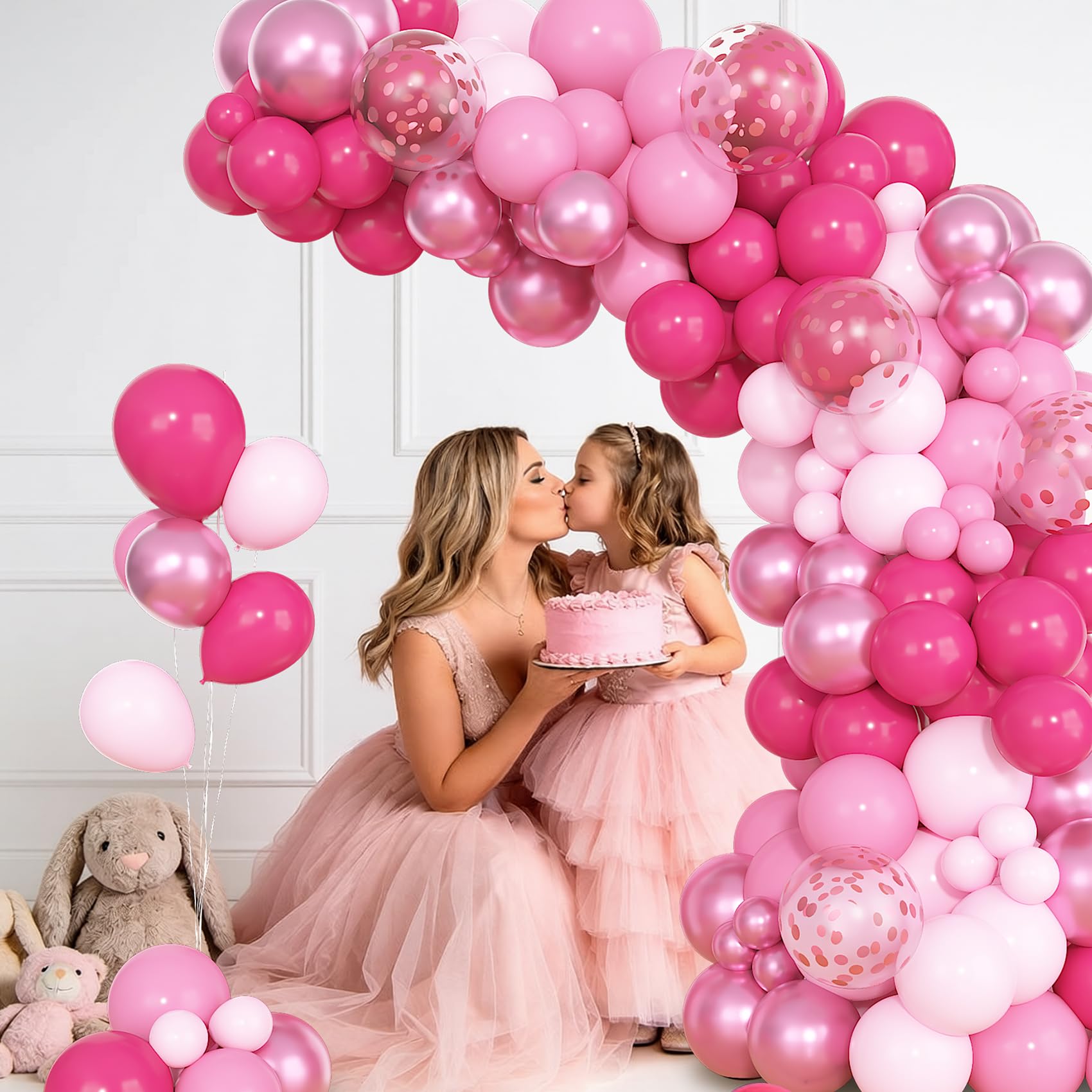 Ouddy Party 72pcs Pink Balloons Set — 12in Hot Pink, Pastel Pink, Metallic & Confetti Balloons for Parties