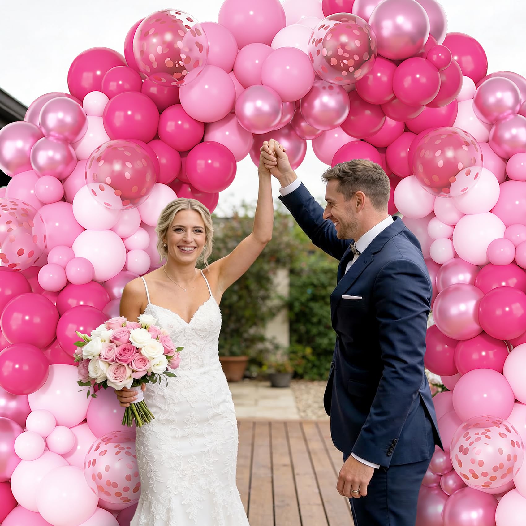 Ouddy Party 72pcs Pink Balloons Set — 12in Hot Pink, Pastel Pink, Metallic & Confetti Balloons for Parties