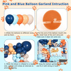 Ouddy Party 170Pcs Balloon Arch Garland Kit – Navy, Light Blue & Orange Confetti Balloons