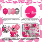 Ouddy Party 170Pcs Cowgirl Balloons Arch Kit – Hot Pink & Silver Cow Print, Western Party Decor