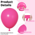 Ouddy Party 129Pcs Hot Pink Balloons & 18in Arch Kit | Magenta Decor