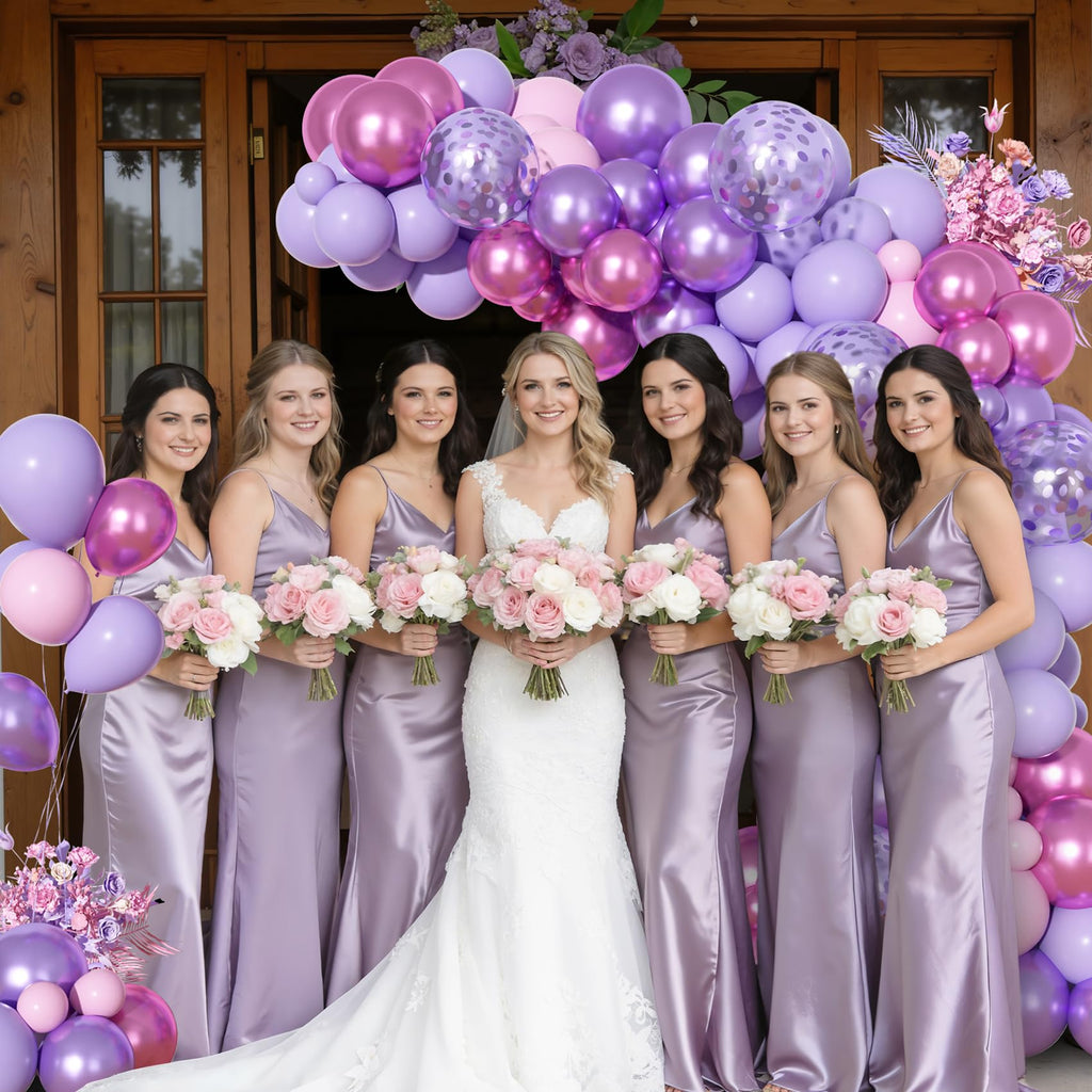 Ouddy Party 72pcs Pink & Purple Balloon Set – Confetti & Metallic Balloons for Party Decor