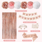 Ouddy Party 13th Birthday Decorations for Girls – Rose Gold Teenager Set
