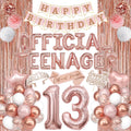 Ouddy Party 13th Birthday Decorations for Girls – Rose Gold Teenager Set