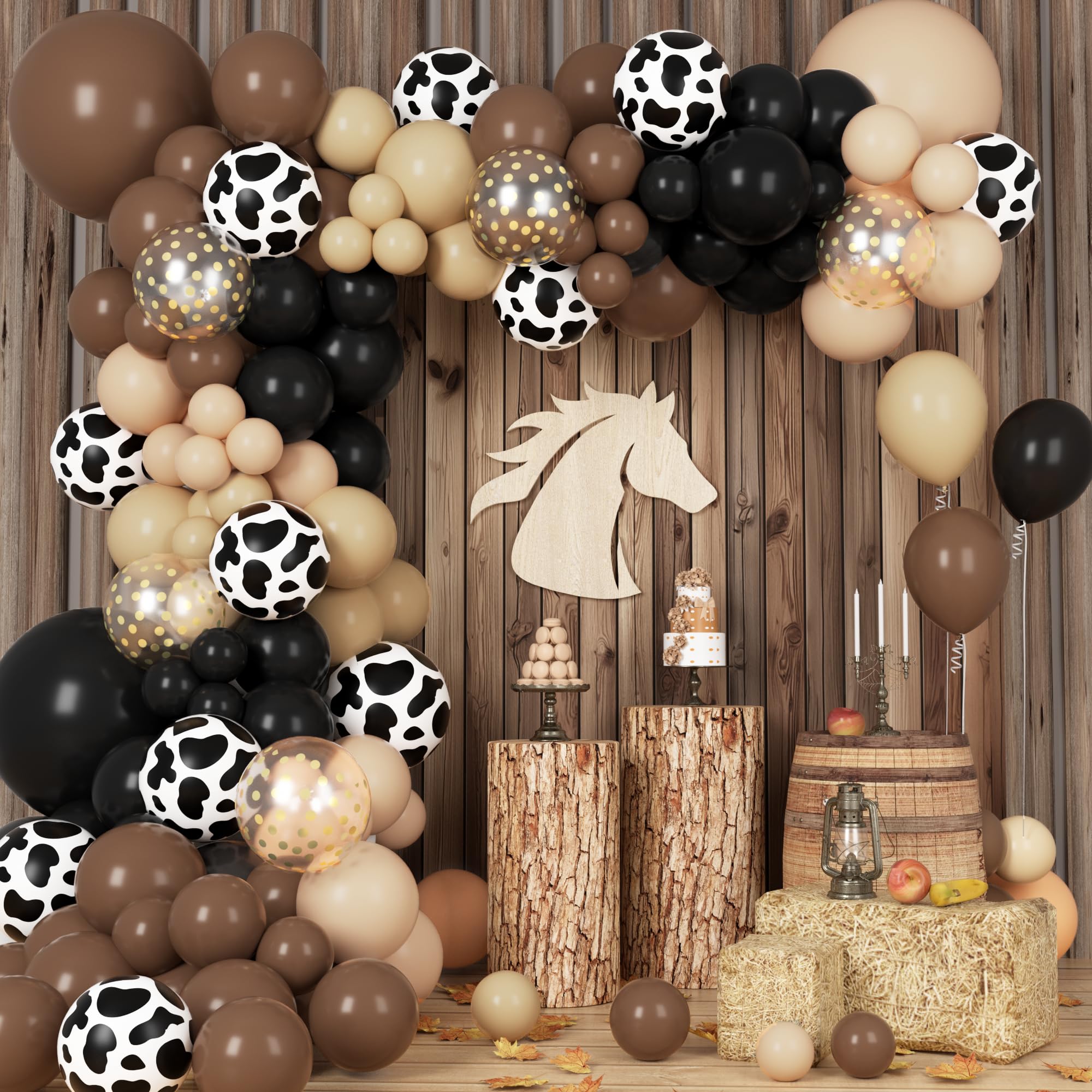 Ouddy Party 170Pcs Western Cowboy Balloon Arch Kit – Cow Print & Confetti Balloons