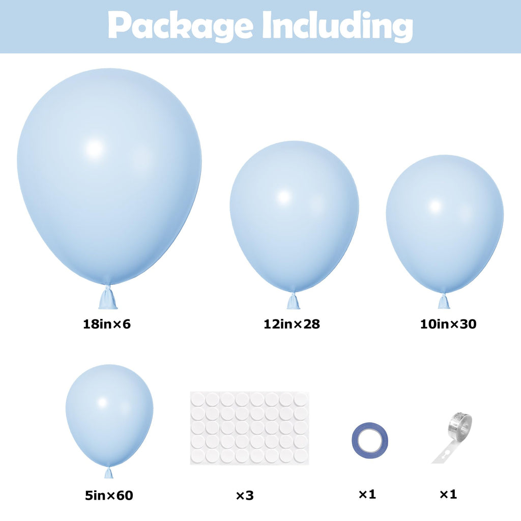 Ouddy Party 129Pcs Light Blue Balloon Arch Kit – 18in/12in/10in/5in Balloons