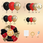 Ouddy Party 149Pcs Red Black Gold Balloon Arch Garland Kit – 18/12/10/5in Latex Balloons