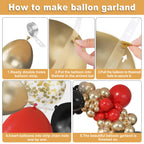 Ouddy Party 149Pcs Red Black Gold Balloon Arch Garland Kit – 18/12/10/5in Latex Balloons