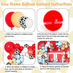 Ouddy Party 170Pcs Cowboy Western Balloons Arch Garland Kit | Red & Blue Cow Print Party Decor
