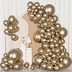 Ouddy Party Chrome Gold Balloon Kit – 129Pcs Balloons & 18 Inch Arch Kit
