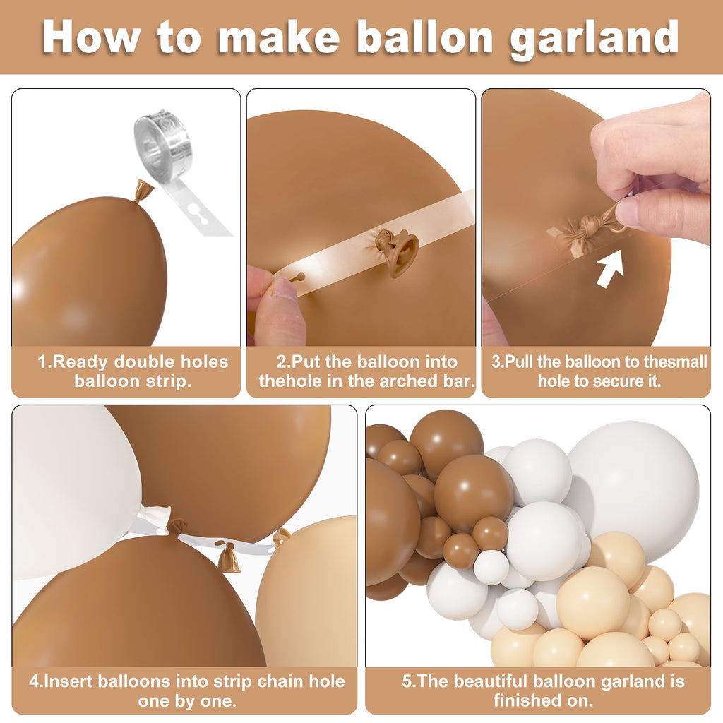 Ouddy Party 149Pcs Boho Brown Balloon Arch Kit – Neutral Balloons for Weddings, Birthdays, and Bear-Themed Parties