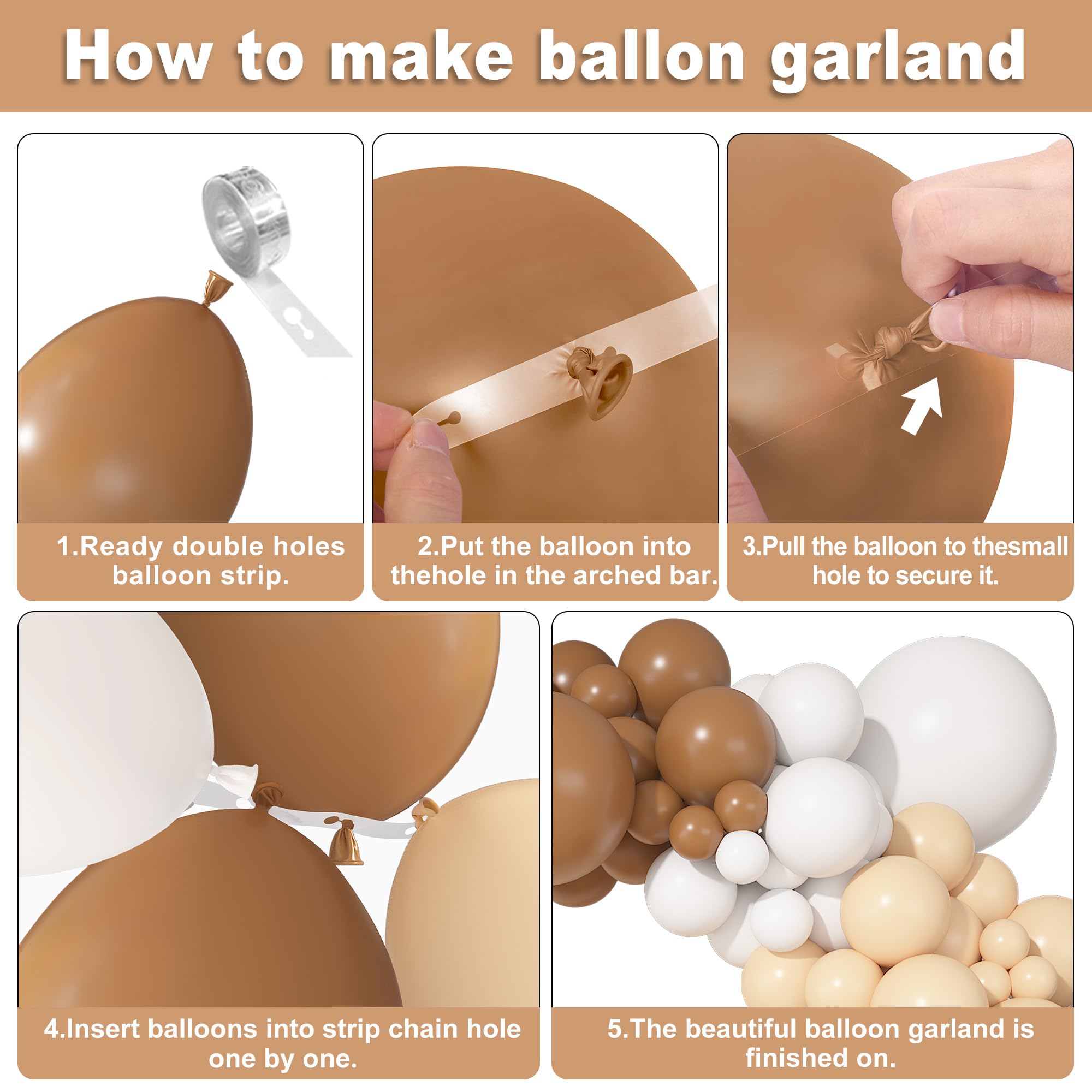 Ouddy Party 149Pcs Boho Brown Balloon Arch Kit – Neutral Balloons for Weddings, Birthdays, and Bear-Themed Parties