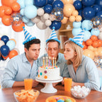 Ouddy Party 170Pcs Balloon Arch Garland Kit – Navy, Light Blue & Orange Confetti Balloons