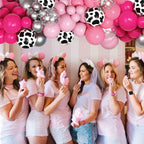 Ouddy Party 170Pcs Cowgirl Balloons Arch Kit – Hot Pink & Silver Cow Print, Western Party Decor