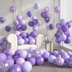 Ouddy Party 72Pcs Purple Balloons Set – 12in Lavender, Pearl & Confetti Latex