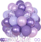 Ouddy Party 72Pcs Purple Balloons Set – 12in Lavender, Pearl & Confetti Latex