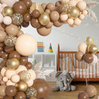 Ouddy Party 150PCS Brown Balloons Garland Arch Kit – Coffee Brown, Nude & Gold