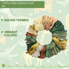 Ouddy Party 170Pcs Jungle Safari Balloons Arch Garland Kit – Sage Green & Brown Animal Print, Palm Leaves for Baby Shower & Jungle Theme