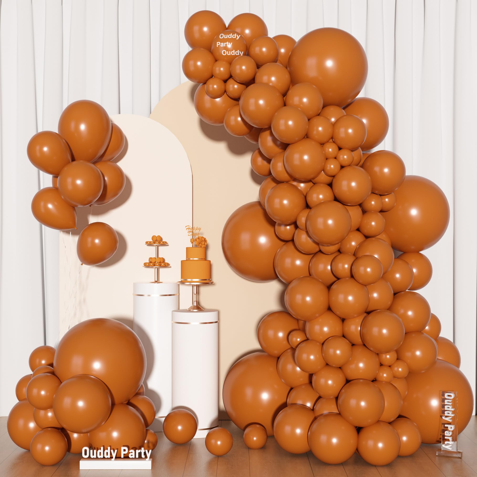 Ouddy Party 129Pcs Burnt Orange Balloon Arch Kit – 18/12/10/5in Latex Balloons