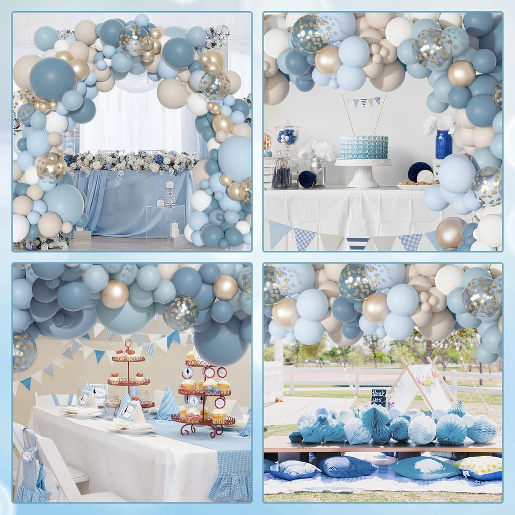 Ouddy Party Dusty Blue Balloon Arch Garland Kit – 18/12/10/5 in Balloons for Baby Showers & Weddings