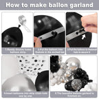 Ouddy Party 149Pcs Black & White Balloon Arch Kit - 18in/12in/10in Latex Balloons
