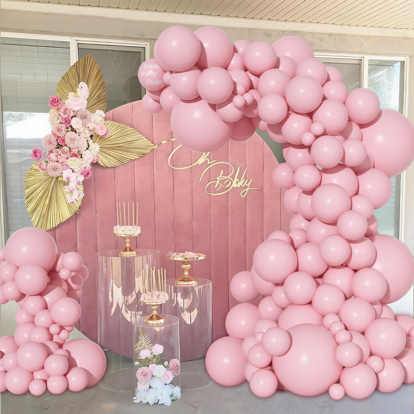 Ouddy Party 129Pcs Pink Balloons Kit – 18 Inch, 12 Inch, 10 Inch, 5 Inch Arch Garland for Birthday, Bridal Shower & Wedding