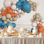 Ouddy Party 149Pcs Dusty Blue & Burnt Orange Balloon Arch Garland Kit – 18in, 12in, 10in & 5in Balloons