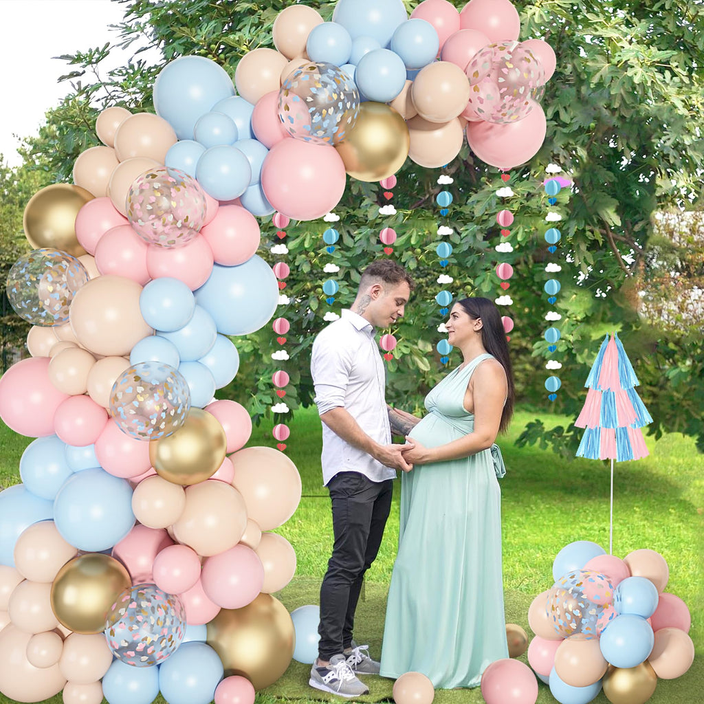 Ouddy Party 129Pcs Light Blue Balloon Arch Kit – 18in/12in/10in/5in Balloons