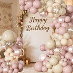 Ouddy Party 129-Pcs Dusty Pink Balloon Arch Kit – Boho Blush Balloons for Weddings & Parties