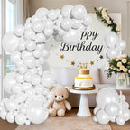 Ouddy Party 129Pcs Pearl White Balloons Kit | Varied Sizes & 18in Arch Garland