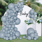 Ouddy Party 129Pcs Dusty Blue Balloon Arch Kit – 18in, 12in, 10in, and 5in Latex Balloons for Weddings & Parties