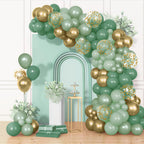 Ouddy Party 72Pcs Sage Green Balloons Set – Pearl Green, Metallic Gold & Confetti for Baby Showers, Weddings, Parties