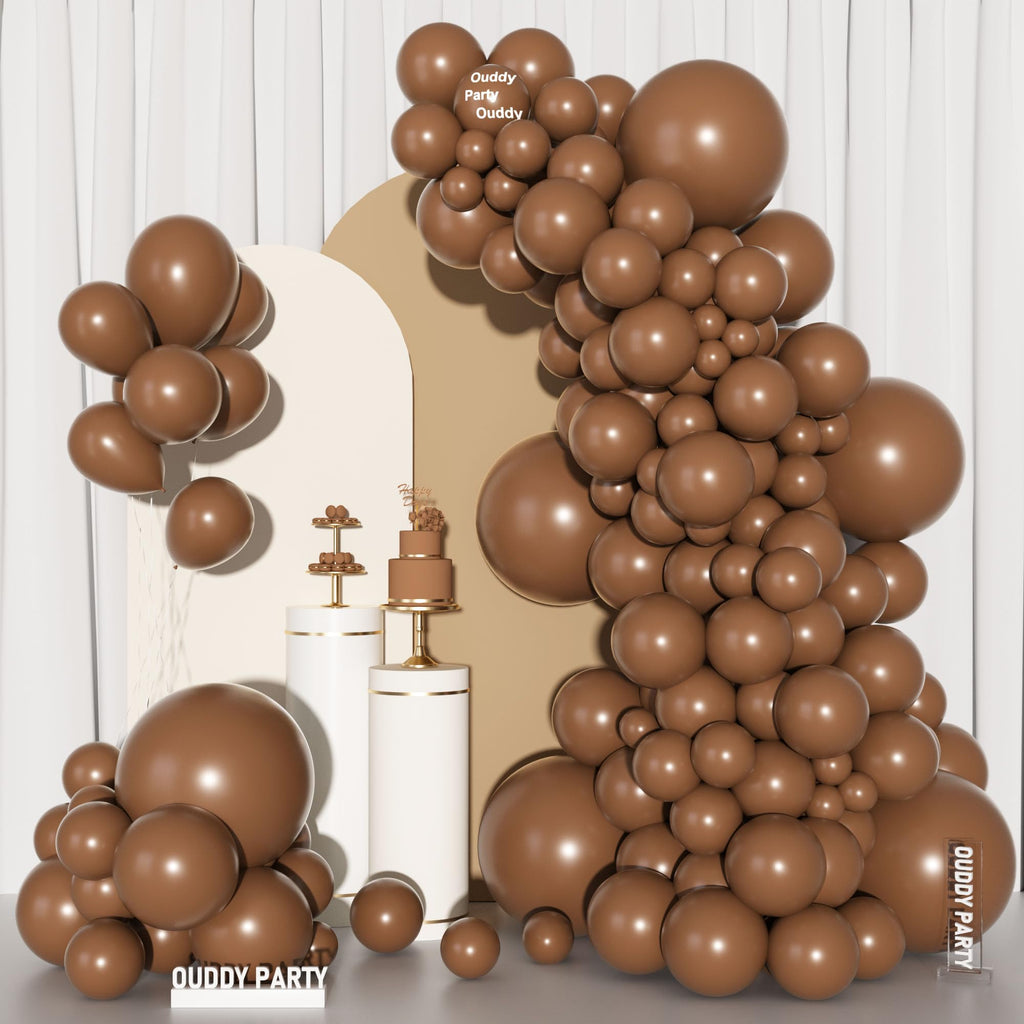 Ouddy Party 129Pcs Brown Balloon Arch Kit – 18/12/10/5in Latex Balloons