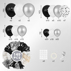 Ouddy Party 149Pcs Black & White Balloon Arch Kit - 18in/12in/10in Latex Balloons