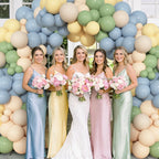 Ouddy Party 72pcs Green Dusty Blue Yellow Balloons Set – 12in Sage Green, Dusty Blue, Pastel Yellow, White Sand, Nude