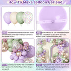 Ouddy Party Dusty Green Lavender Pink Balloons Garland Arch Kit – Pastel Latex Confetti