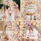 Ouddy Party Boho Dusty Pink Balloons Garland Arch Kit – 18/12/10/5 Inch Latex & Confetti