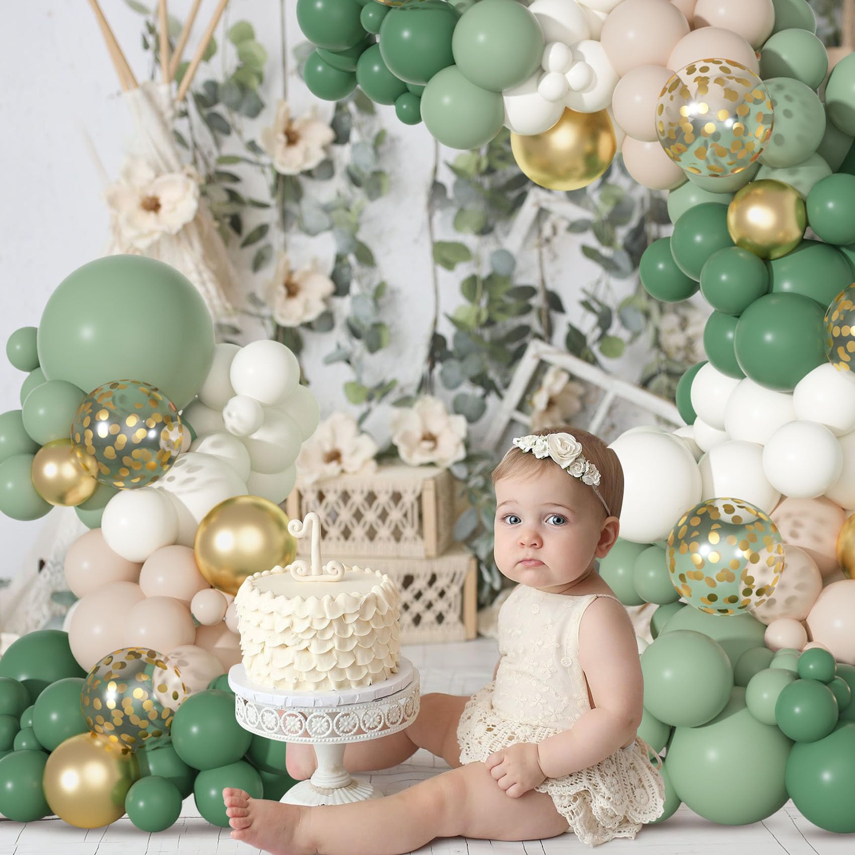 Ouddy Party Sage Green Balloon Arch Kit – 18in/12in/10in Latex Balloons