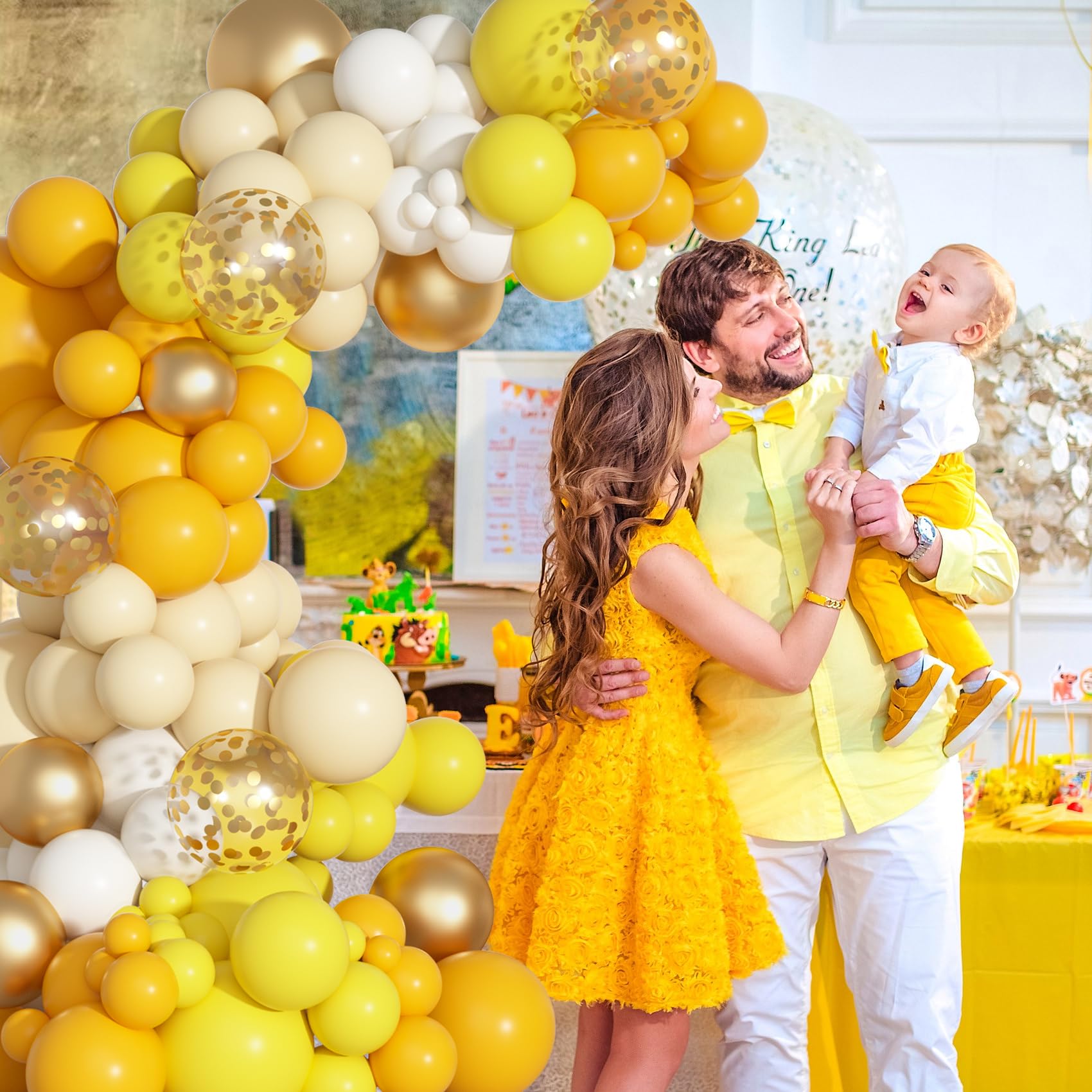 Ouddy Party Yellow Gold Balloons Arch Garland Kit – 18/12/10/5 Inch Mustard & Ivory