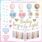 Ouddy Party Baby Gender Reveal Decorations – Pink & Blue Balloons, Banners, Garlands