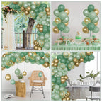 Ouddy Party 72Pcs Sage Green Balloons Set – Pearl Green, Metallic Gold & Confetti for Baby Showers, Weddings, Parties