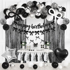 Ouddy Party Black Bow Birthday Decorations – Coquette Black & White Theme Kit