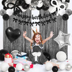 Ouddy Party Black Bow Birthday Decorations – Coquette Black & White Theme Kit