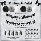 Ouddy Party Black Bow Birthday Decorations – Coquette Black & White Theme Kit