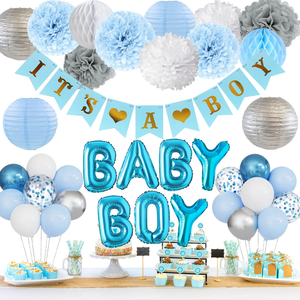 Ouddy Party Blue Baby Shower Decorations – Its a Boy Banner, Balloons & More
