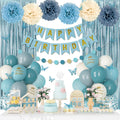 Ouddy Party Blue Birthday Decorations – Confetti Balloons, Fringe Curtain, Banner Kit