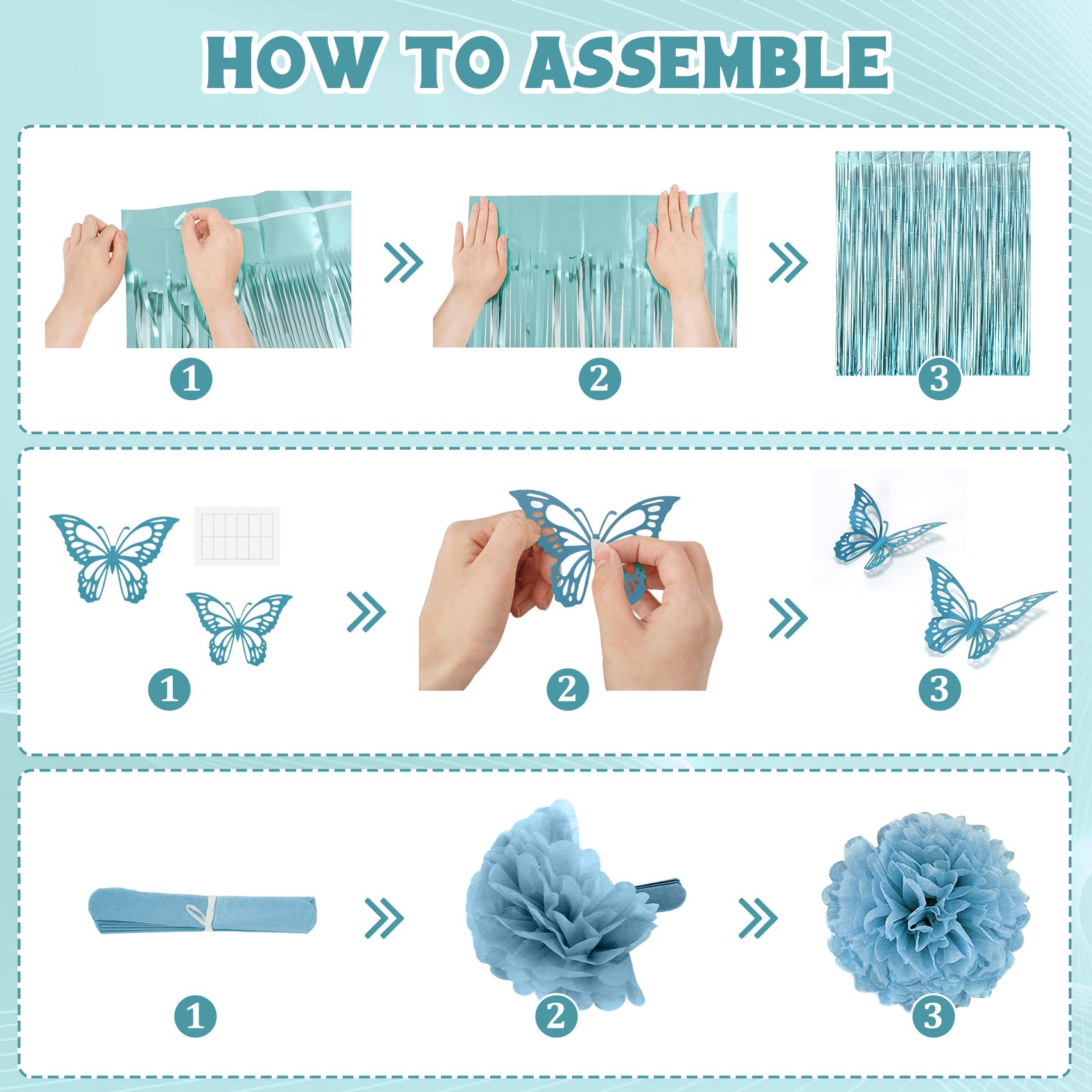 Ouddy Party Blue Birthday Decorations – Confetti Balloons, Fringe Curtain, Banner Kit