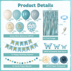 Ouddy Party Blue Birthday Decorations – Confetti Balloons, Fringe Curtain, Banner Kit